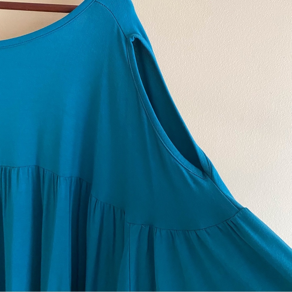 Ulla Popken Teal Cold Shoulder Oversized Tunic Top Plus Size 36/38 - Picture 7 of 14